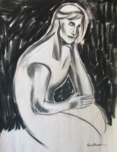 I did this drawing in Orland in October of 2013. It's one of my favorites because it's stylized and expressive.